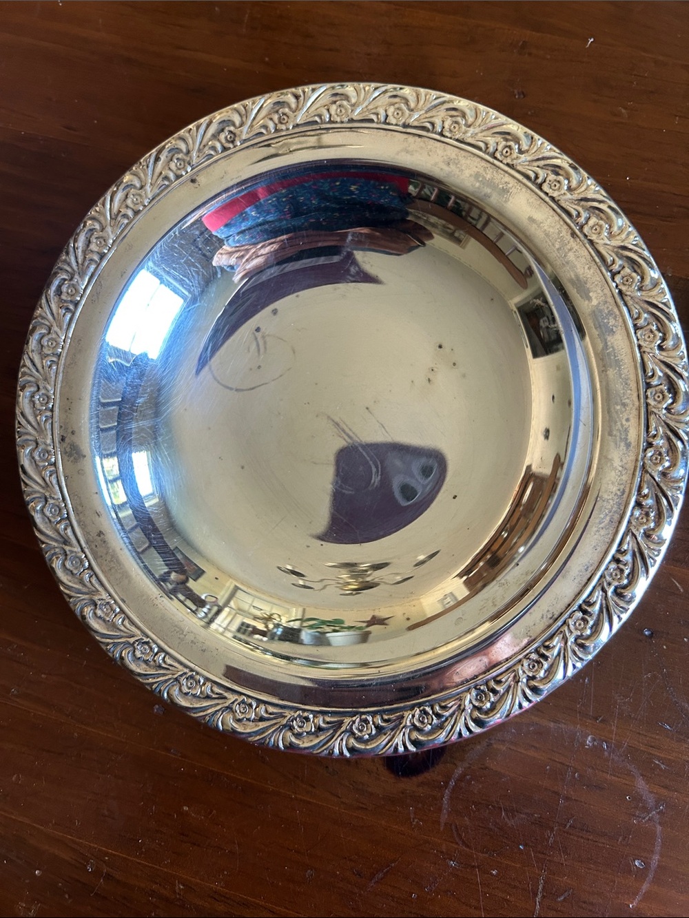 Vintage Wm Rogers Silver Plate Round Floral Pattern Candy Dish